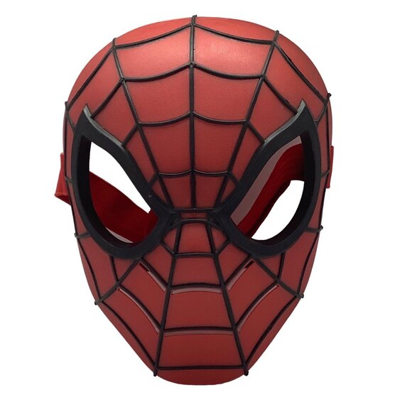 Marvel Spider-Man Red & Black Kids Play Mask Hasbro Costume 3D Elastic Strap - Picture 1 of 3